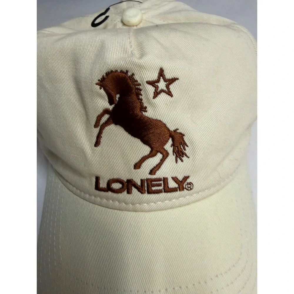Lonely Ghost Rearing Horse Logo Snapback Hat Cream Tan One Size Streetwear Cap